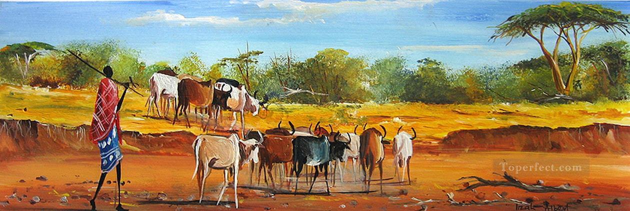 In the Dried River bulls Oil Paintings